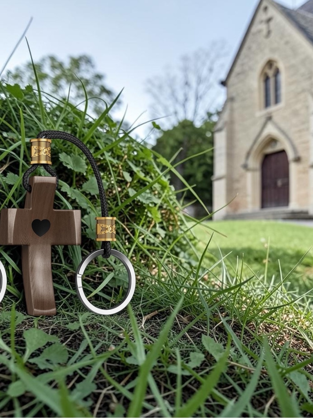 Wooden cross keychain use with smartphone to receive a new Bible verse each day - Picture 9 of 9